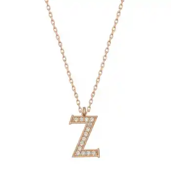 Gümüş Rose Z Harfi Kadın Kolye