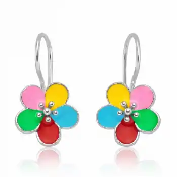 Gümüş Sallantılı Çiçek Çocuk Küpesi