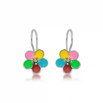 Gümüş Sallantılı Çiçek Çocuk Küpesi