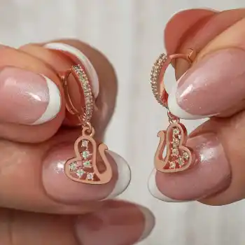 Gümüş Sallantılı Rose Kuğu Kadın Küpe