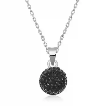 Gümüş Siyah Kristal Taşlı Kadın Kolye