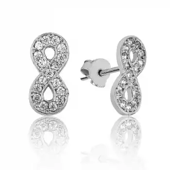 Gümüş Sonsuzluk Çivili Küpe