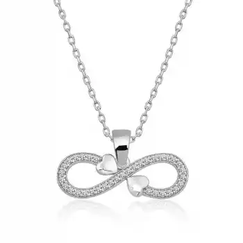 Gümüş Sonsuzluk Kalpler Bayan Kolye