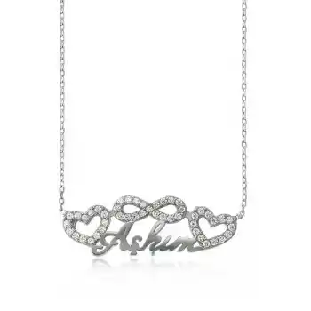 Gümüş Sonsuzluk Kalpli Aşkım Bayan Kolye