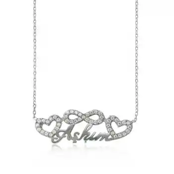 Gümüş Sonsuzluk Kalpli Aşkım Bayan Kolye