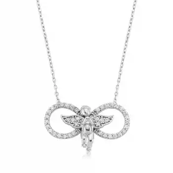 Gümüş Sonsuzluk Melek Bayan Kolye