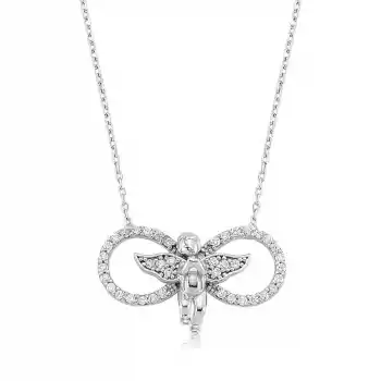 Gümüş Sonsuzluk Melek Bayan Kolye