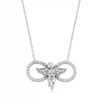Gümüş Sonsuzluk Melek Bayan Kolye