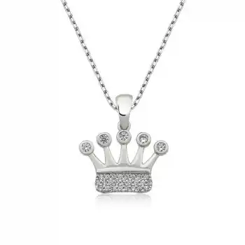 Gümüş Taç Bayan Kolye