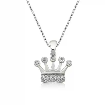 Gümüş Taç Bayan Kolye