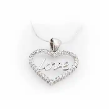 Gümüş Taşlı Love Bayan Kolye