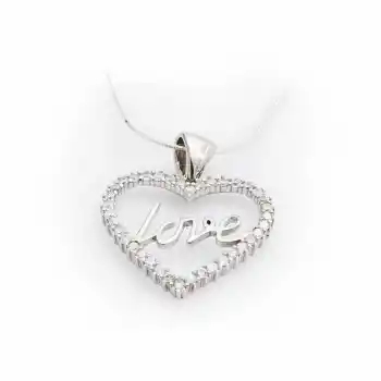 Gümüş Taşlı Love Bayan Kolye