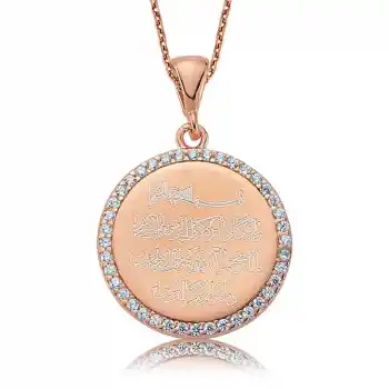 Gümüş Taşlı Nazar Duası Bayan Kolye