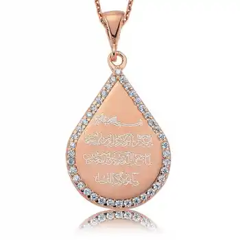 Gümüş Taşlı Nazar Duası Bayan Kolye