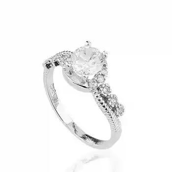 Gümüş Tek Taş Bayan Yüzük