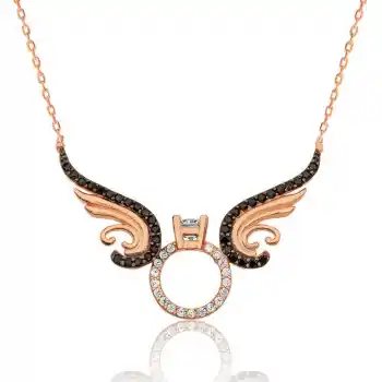 Gümüş Tek Taş Melek Bayan Kolye