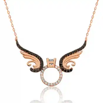 Gümüş Tek Taş Melek Bayan Kolye