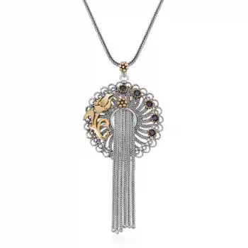 Gümüş Telkari Mavi Taşlı Kadın Kolye