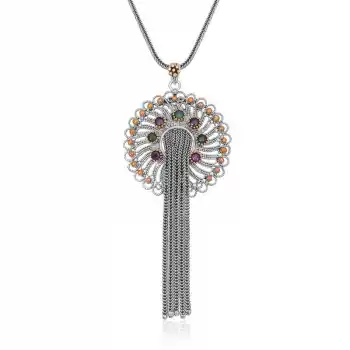 Gümüş Telkari Yakut Zümrüt Renkli Taşlı Kadın Kolye