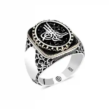 Gümüş Tuğra Oval Erkek Yüzük