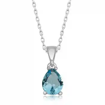 Gümüş Turkuaz Damla Taşlı Kadın Kolye