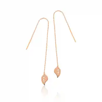 Gümüş Zincir Yaprak Küpe