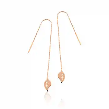 Gümüş Zincir Yaprak Küpe