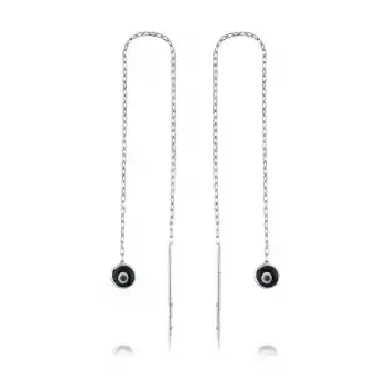 Gümüş Zincirli Lacivert Nazar Küpe