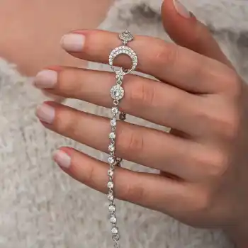 Gümüş Zirkon Taşlı Ay Yıldız Kadın Bileklik