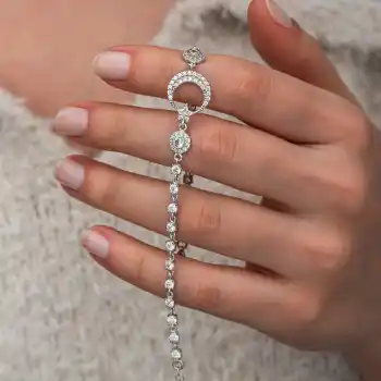 Gümüş Zirkon Taşlı Ay Yıldız Kadın Bileklik