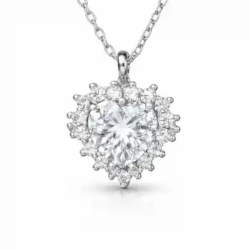 Gümüş Zirkon Taşlı Kalp Kadın Kolye