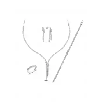 Gümüş Kemerli Su Yolu Gelinlik Kadın Set