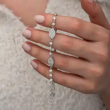 Gümüş Zirkon Taşlı Mekik Kadın Bileklik