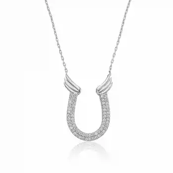 Gümüş Zirkon Taşlı Nal Kadın Kolye