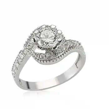 Gümüş Zirkon Tek Taş Bayan Yüzük