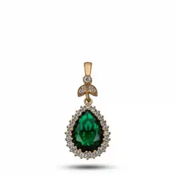 Gümüş Zümrüt Taşlı Hürrem Kadın Kolye Ucu