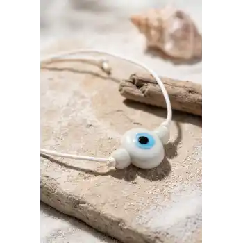 Handmade Bohem Beyaz Nazar Kolye