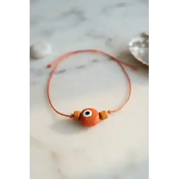 Handmade Bohem Turuncu Nazar Kolye