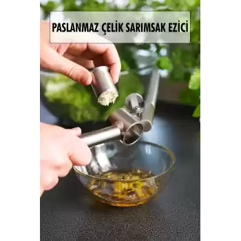 Hazneli Paslanmaz Metal Sarımsak ve Zencefil Ezici Doğrayıcı