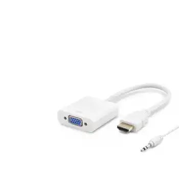 Hdmi To Vga Dişi Ses Çıkışlı Görüntü Dönüştürücü 1080P - Beyaz HDX2019B