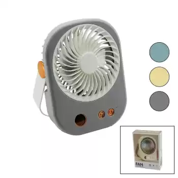 IŞIKLI MİNİ FAN MASA ÜSTÜ USB ŞARJLI 2İN1 KULP=TAŞIMA - DURUŞ 3 KADEME HIZ 15.5X12CM BJJ-565 (5069)