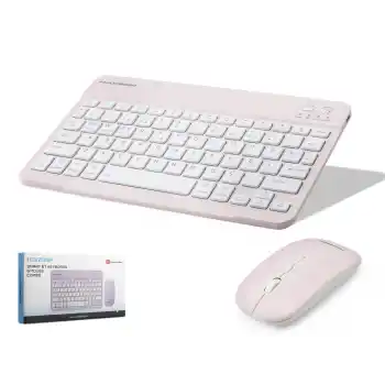 Kablosuz Bluetooth Smart Klavye Mouse Seti Şarjlı 1600 Dpi Pembe HDX2508P