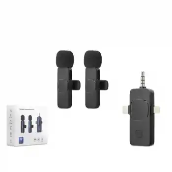 Kablosuz Çift Mikrofon 3.5 Mm + Type-C + Lıghtnıng Siyah HDX2782
