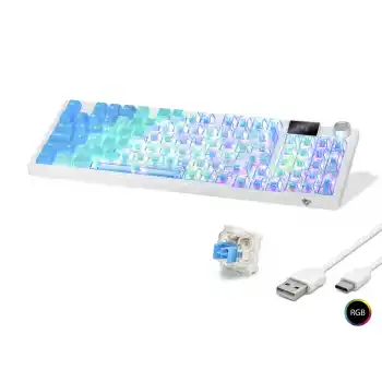 Kablosuz Mekanik Klavye Rgb Blue Switch 95 Tuş - Mavi Beyaz MF1705M