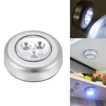 Kablosuz Spot Pilli Dokunmatik Led Lamba 3 Ledli Dolap Lambası (5069)