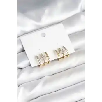 Kaburga Model Kutup Yıldızı Detaylı Gold Renk Kadın Küpe
