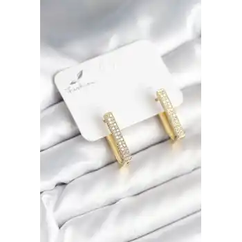 Kare Zirkon Taşlı Kadın Küpe