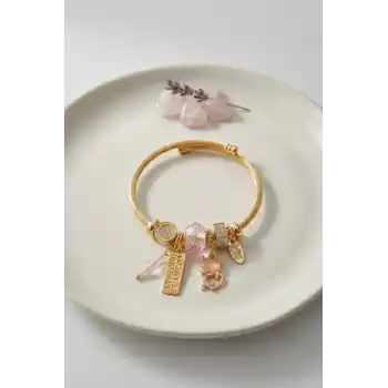 Kedili Model Pembe Charmlı Bileklik