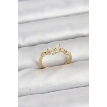 Kelebek Model Gold Renk Pirinç Kadın Yüzük
