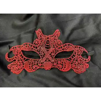 Kırmızı Dantel Masquerade Maskesi Çift Taraflı 10 No
